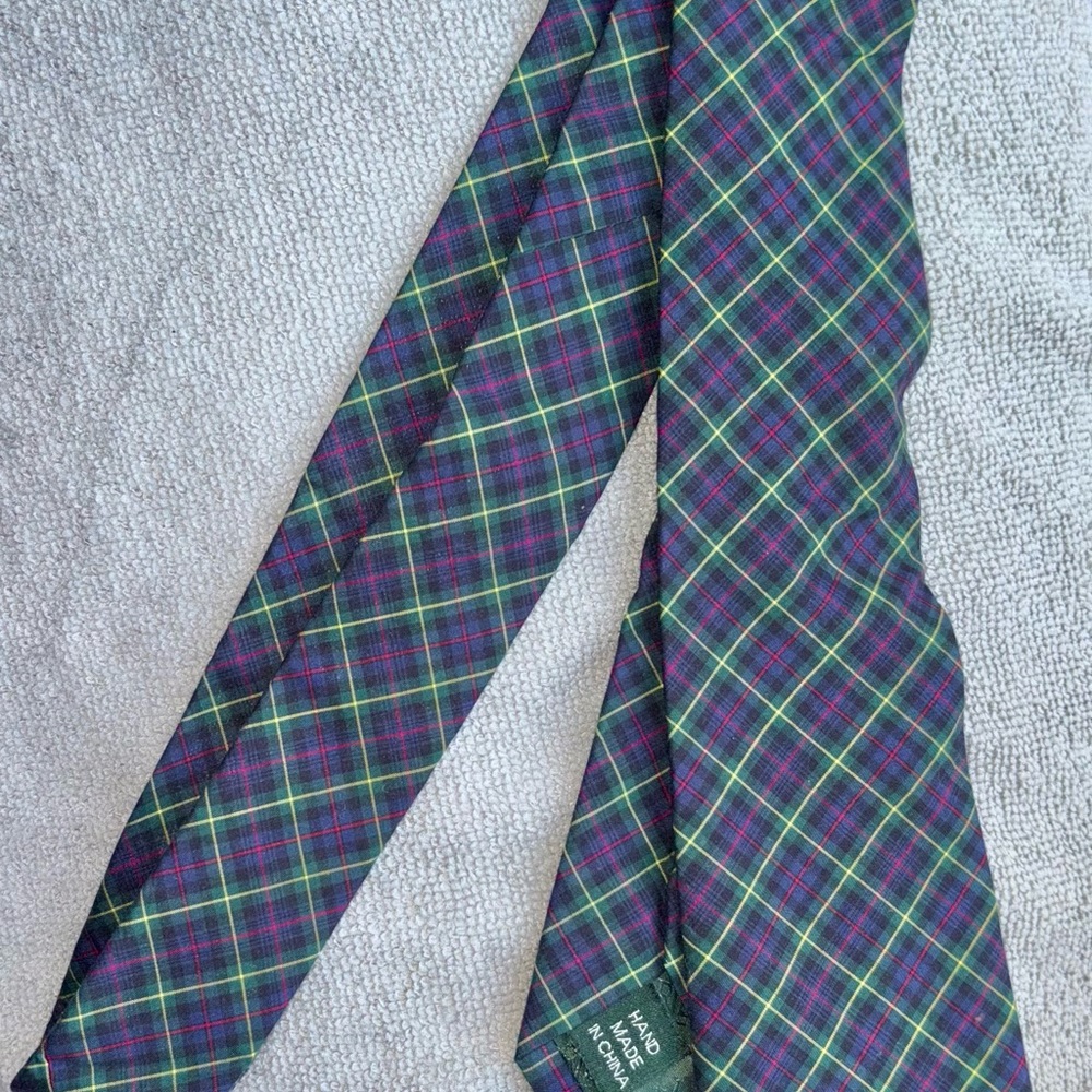 Lauren Ralph Lauren Green and Dark Blue Plaid Tie